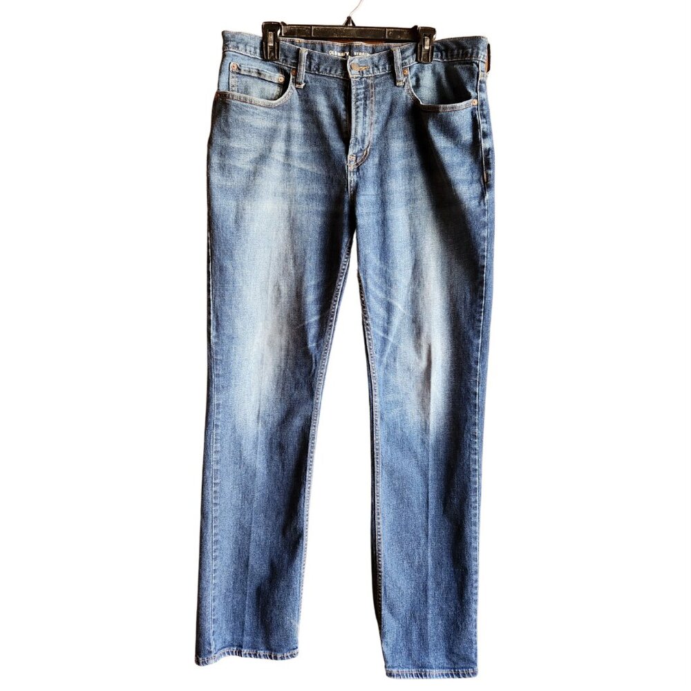 Old Navy Men's Straight Leg Fit 99% Cotton Blue Jeans Size 36x34